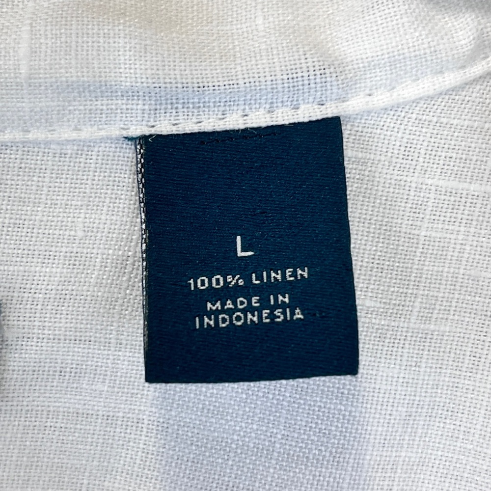 Perry Ellis 100% Linen Tunic Top Long Sleeves White Breezy Sz L - Picture 8 of 9